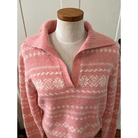 Tommy Hilfiger pink fair isle collared sweater - Picture 5 of 8
